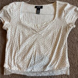 Charlotte Russe Cream Floral Lace Tee